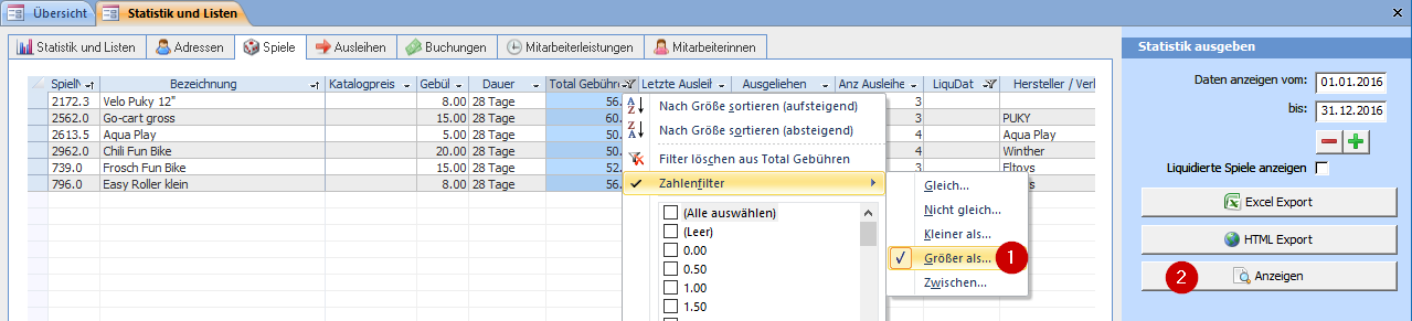 Statistik Filter Form