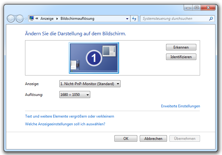 win7 bildschirmaufloesung